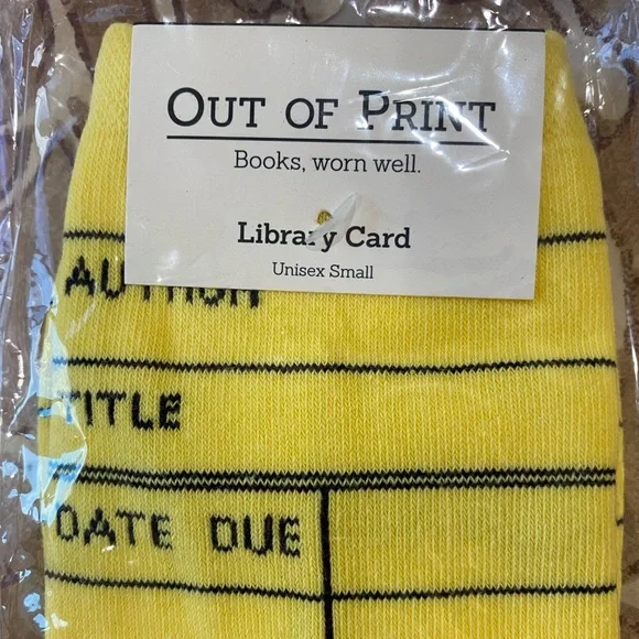 Out of Print | Yellow Library Card Socks | For Bookworms | NWT | Unisex Small - Picture 1 of 4